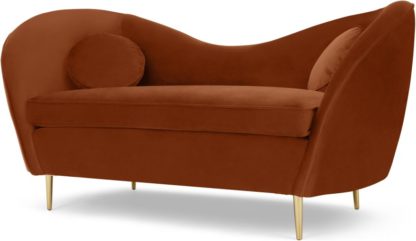 e1e0915cee7cdf4702165270a82cae7ebd2b78ddea6ce2eea778bd55b47a5079.jpg An Image of Kooper 2 Seater Sofa, Nutmeg Orange Velvet