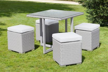 e8d0361dc9909ccd329300492b22d0b6a09a25832a5c85a80192c411c4d0967a.jpg An Image of Cubo Grey Dining Set
