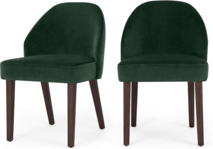 f1f0cc0faea2f1f2eef8a763b2a8cca3b937655d31b7fc5d4870b0b9a408775e.jpg An Image of Set of 2 Alec Dining Chairs, Pine Green Velvet and Dark Stain