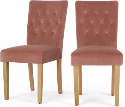 f299fc753d2953af738e18eb2220796ec0d199140d1246b0f3744c360f5c6123.jpg An Image of Set of 2 Flynn Dining Chairs, Blush Pink Velvet and Birch