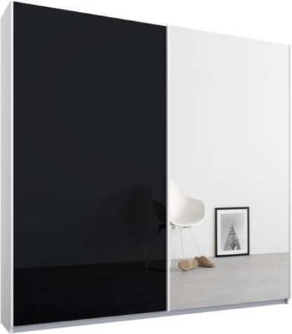 f3fdfe0d5ba45ede9734e5bf9f5f9cf4547ecd7f2a7e78bf3df2bfce0f0dfabf-1.jpg An Image of Malix 2 door 181cm Sliding Wardrobe, White frame,Basalt Grey Glass & Mirror doors , Classic Interior