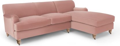f8e133e01232b06df200ba208800d6a52a239254be83741782a07e0f54632788.jpg An Image of Orson Right Hand Facing Chaise End Corner Sofa, Vintage Pink Velvet