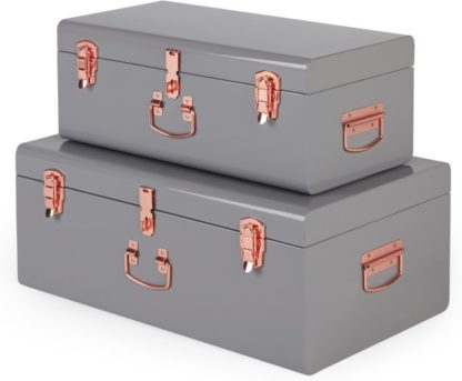 fc87fb8cdccd9f49f6e4d47f44c5e0b4186369a6f3cc0c4164a92c9d6df0b309.jpg An Image of Gunner Set of 2 Metal Trunks, Grey & Copper