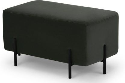 fdaf1e9d7c8f9a02c25766a39b6e0d468d90768df659cf430ada8497b1d32149.jpg An Image of Eda Rectangle Footstool, Dark Anthracite Velvet with Black metal legs