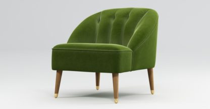 ffde8ee32ab1989e9d1076357f4e629f542fc36340463278199ade3359e2577b.jpg An Image of Custom MADE Margot Armchair, Spruce Green Cotton Velvet, Light Wood Brass Leg