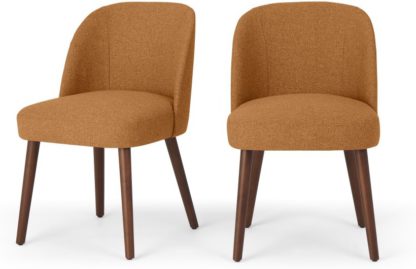 0e88da5196d864a3b15316622b696eed6d9252188021f79dfd269184cd09a18b.jpg An Image of Set of 2 Swinton Dining Chairs, Orleans Marmalade Orange & Dark Stain