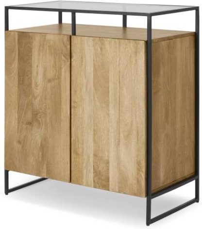 156f3d18dcff86ca17aec6f32d861f0c8234614b95a030f457854e25daf686c5.jpg An Image of Kilby Compact Sideboard, Light Mango Wood and Glass