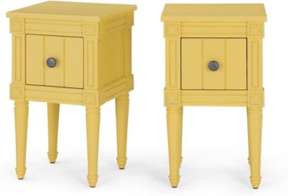509dfa0c8bf946d92242584147f741c22805aaf90e05a03ba46f05696e140ffa.jpg An Image of Bourbon Vintage Set of 2 Compact Bedside Tables, Mustard