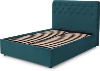 9e3751b36710c93df89e57370e0cc25a3042ffb55b4c9042969d47632e47bd65.jpg An Image of Jocelyn King Size Ottoman Storage Bed, Seafoam Blue Recycled Velvet