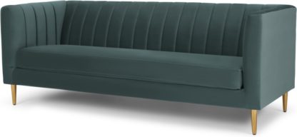 b0b79bf7a0cf123617732b9e6b06ee23cf8d9a71ed82ff6f7a16d40821692f32.jpg An Image of Amicie 3 Seater Sofa, Marine Green Velvet