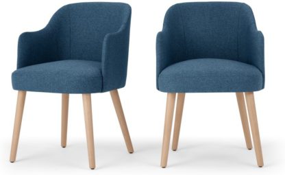 d8bbd6626f70516c0a84a2ee82a24afcd7eebbd19ac93b7a9c157be605e2233a.jpg An Image of Set of 2 Swinton Carver Dining Chairs, Tonic Blue & Oak Stain
