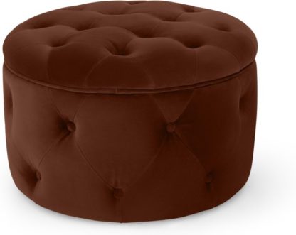 00634940dc8d824a3466dbd7acd4b26c4d218768b1dc47461a83cdfb1ff676b6.jpg An Image of Hampton Small Round Storage Pouffe, Warm Caramel Velvet