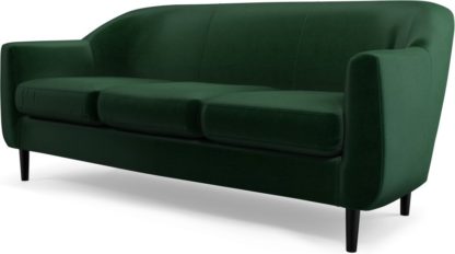 031495f32558223ea83dac6aecae3af274178691d43c95878976447c51498e21.jpg An Image of Custom MADE Tubby 3 Seater Sofa, Bottle Green Velvet with Black Wood Leg