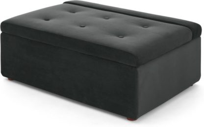 37a961b4d50c342cdf9db8e9343973225293fef4fe8ddbbeac6023d644a065d8.jpg An Image of Ilma Ottoman Single Sofa Bed, Midnight Grey Velvet