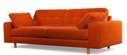 6cd598351e281c6315d37a222f8dbfe888779a3d5c264a4489d7c9671b72872a.jpg An Image of Content by Terence Conran Tobias, 3 Seater Sofa, Plush Paprika Velvet, Light Wood Leg