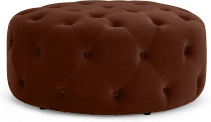 7d0f372a4f3ee7704c731a7da7e7d5328781da3304c847dc5e6203775d69a39c.jpg An Image of Hampton Large Round Pouffe, Warm Caramel Velvet
