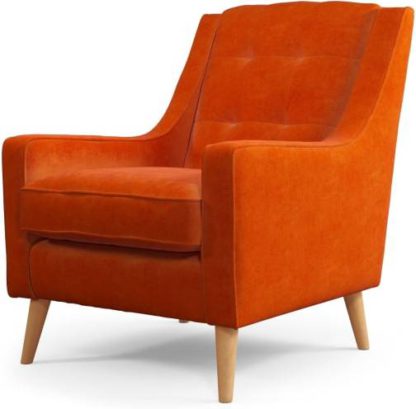 9c768df6bc809fd56f9cc928745a397d7f19c9846967e0fb3c50f24ef96f0d68.jpg An Image of Content by Terence Conran Tobias, Armchair, Plush Paprika Velvet, Light Wood Leg