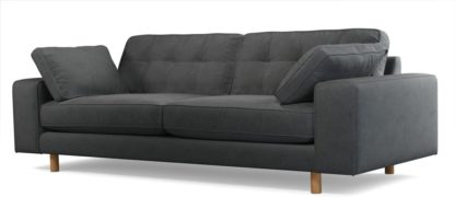 c0887faa4b57324159ec4ec22ebf264c29b4ee1b7a5ae23b9b3a53ef380f742c.jpg An Image of Content by Terence Conran Tobias, 3 Seater Sofa, Plush Shadow Grey Velvet, Light Wood Leg