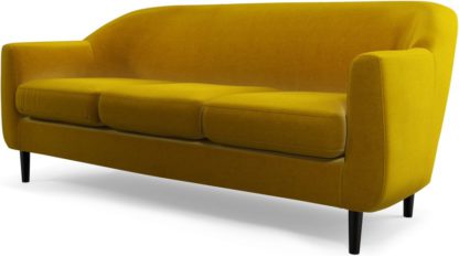 fd1203cf71a495c4e183ef2d78a733e2a00cbdaff46773f2c26f66ceda4419b6.jpg An Image of Custom MADE Tubby 3 Seater Sofa, Saffron Yellow Velvet with Black Wood Leg