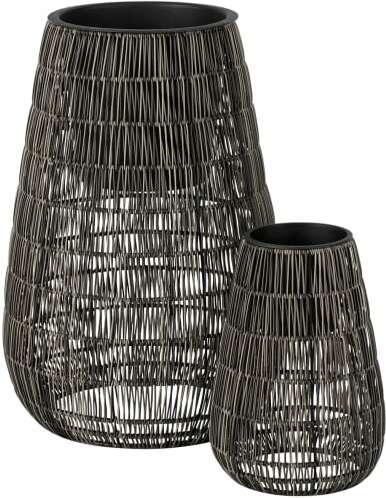 34bf2f6c62e27f8fcb66af859b202eee51abd1c2085e24c947caa9ad4cda0b26.jpg An Image of Nadda Set of 2 Tall Polyrattan Plant Stands, Brown