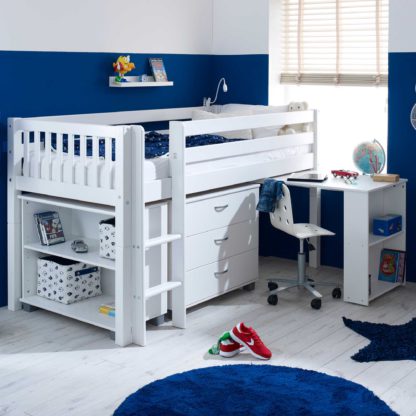 5e714325477bf84f8ebdf4e8c9b820e969bd5a0e324fd65368396bc15709dbc0.jpg An Image of Ferdie Childrens Midsleeper Bed with pull out Desk, Chest and Bookcase