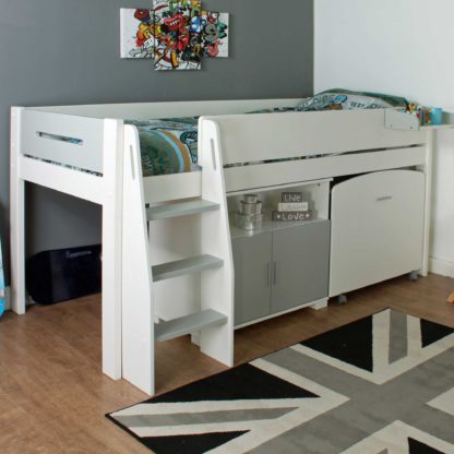 78e9d7686eb924a9d8f968cfdfb37af6c5b6cd32a2fcecd2b5c33382ba65d0cf.jpg An Image of Urban Grey Childrens Midsleeper Bed with pull out Desk and Cupboard