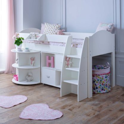 8ba3ec0b1145f5e9db69baecc76ebfb0819927fff56eebda8e87dfc8ad6de47e.jpg An Image of Eli C Childrens Midsleeper Bed with pull out Desk and Storage