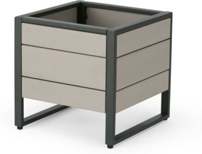 91ec6a96d6905e15a74d75da8e6fced1552dd31249e37b73d5233c0752a4aa0f.jpg An Image of Catania Large Low Powder-Coated Steel & Polywood Planter, Dark Grey