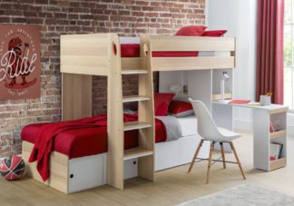 An Image of Eclipse Oak and White Wooden Storage Bed Bunk Frame - 3ft Single