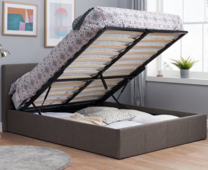 36f8263ce63124cbc77e4e48e2e757754acb4d37fa93abf9a61f732609b8472e-3.jpg An Image of Berlin Grey Fabric Ottoman Storage Bed Frame - 4ft Small Double