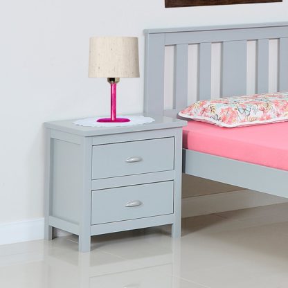 5b4fad708269e9aa1164e6aee9571a6e001a415acabd50906d00b6598431296e.jpg An Image of Kingston Grey Wooden 2 Drawer Bedside Table