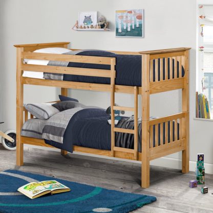 bc581ec34fc29a6d9043ab6d3e5bd9e45209415f887c277f38de46e1bd8a3da5.jpg An Image of Barcelona Antique Solid Pine Wooden Bunk Bed Frame - 3ft Single