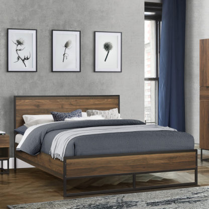 d9822a135dbf9a3f0109a705e2bc9de50124e9e31e1f34c30749fcfd170f135c-1.jpg An Image of Houston Walnut Wooden Bed Frame - 4ft6 Double