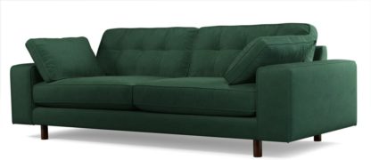 04d4dd7f30a793117e3b8b1f55b4e5760b95b28e5fa4ced968b7e7226b29e6a8.jpg An Image of Content by Terence Conran Tobias, 3 Seater Sofa, Plush Hunter Green Velvet, Dark Wood Leg