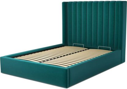 07c883158328f35136ef29955614e03b970beeaeedc694265ab6cf7616a74f12.jpg An Image of Custom MADE Cory Double size Bed with Ottoman, Tuscan Teal Velvet