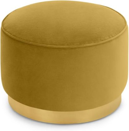 0c833fcd806ff7d1887910c772974ef3b2dbe99928b39168f66e5c68d33762de.jpg An Image of Hetherington Large Brass Base Pouffe, Vintage Gold Velvet