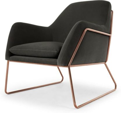 146291b818a552dc475352dfb5eb41aca562f2ded80e6c61cd4d57e56c229ed7.jpg An Image of Frame Accent Armchair, Concrete Cotton Velvet with Copper Frame