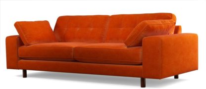 1dc3d540526e5470e8a2eac3c644f9901f067ebe566b165ce4cb4f84568dd686.jpg An Image of Content by Terence Conran Tobias, 3 Seater Sofa, Plush Paprika Velvet, Dark Wood Leg