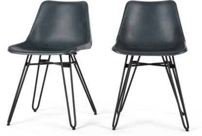 22c0791de09190ce791aa2492cb5b2438b954a562111efa21e1b5e60e5df893d.jpg An Image of Set of 2 Kendal Dining Chairs, Grey leather and Black