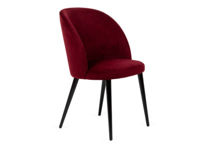 28ead25bd17de4537b90f258b4065ae47d3cc11571909fd544becdb6d90d1fca.jpg An Image of Heal's Austen Dining Chair Plush Velvet Burgundy Black Leg