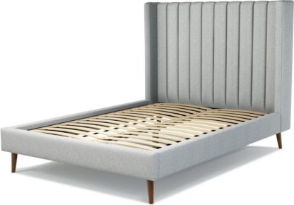 382ba40fa4d46f985328a796e92fab76319e7be048ed038ca01dfbbc6f2f853d.jpg An Image of Custom MADE Cory Double size Bed, Wolf Grey Wool with Walnut Stained Oak Legs