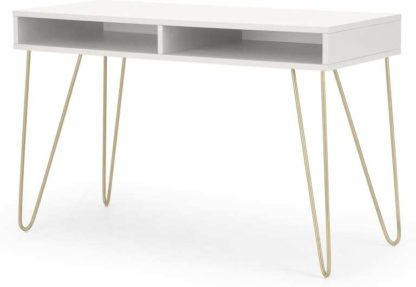 39e6684e67564d695abe9ce0fc92a16bf01db6a4fe03552962a7a21ad312fbf4.jpg An Image of Elona Console Desk, Ivory White & Brass