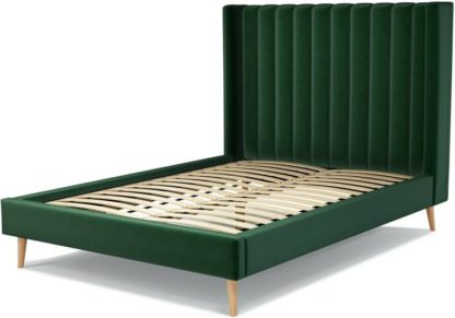 3a8efd583be7b73dd27f387dbfe43c5f0d13bd68d97c3ac5dff2b0cdf5f2050b.jpg An Image of Custom MADE Cory Double size Bed, Bottle Green Velvet with Oak Legs