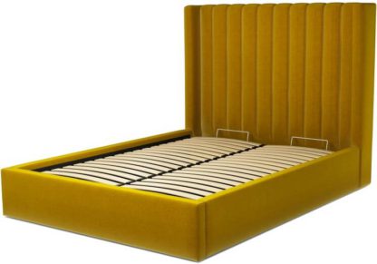 42029e4de182ab1c129139f8646fa2889d1ac35cca0f236d0dde228355ace548.jpg An Image of Custom MADE Cory Double size Bed with Ottoman, Saffron Yellow Velvet