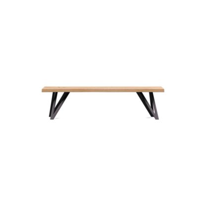 4982a54398a44dfd3469801f3710228a3be4820d80d5821bc27b244552e12981.jpg An Image of Heal's Vienna Bench 160x35cm Blonde Oiled Oak Natural Edge Filled