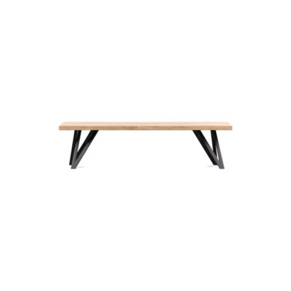 54537856b3c99f3788e5c3958c5e56ab43d37b82e8efc5bd9ad94b67db28cb15.jpg An Image of Heal's Vienna Bench 160x35cm Blonde Oiled Oak Natural Edge Filled