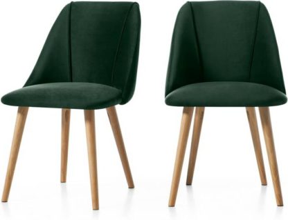 58a78693289e10f90d3e942e5d089e6e895707cb5709d29651261d17d9225f54.jpg An Image of Set of 2 Lule Dining Chairs, Pine Green Velvet and Oak