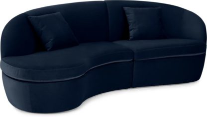 5de539b120a2a432bad43b55276e3f09098b14ae741ea9d0dff6a377117c46b9.jpg An Image of Reisa Left Hand Facing Chaise End Sofa, Ink Blue Velvet