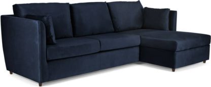 72544b3386721505ad60556eeff622366cd78e91f6ae750bd48d457d7ff0baeb-1.jpg An Image of Milner Right Hand Facing Corner Storage Sofa Bed with Foam Mattress, Regal Blue Velvet