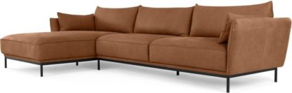 81895d49273c9a2e68d2f96c66d5cbb0f43184794bc00f1c27876498b61ccfae.jpg An Image of Odelle Left Hand Facing Chaise End Corner Sofa, Texas Tan Leather